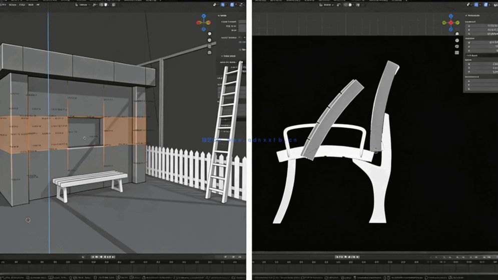 Blender动漫风格校园走廊与天台场景完整制作流程视频(图3)