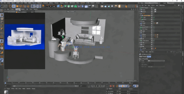 Cinema 4D房间动画动态图形实例制作视频教程(图1) Cinema 4D房间动画动态图形实例制作视频教程(图1)