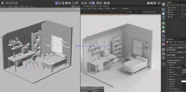 C4D与Octane等距房间建模实例制作视频教程(图3)