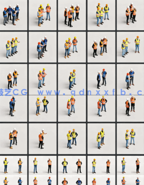 3D模型-工地建筑工人工装安全帽3D模型(图3)