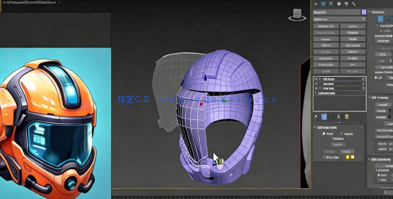 [3dsmax] 3dsMax科幻头盔建模制作流程视频教程(图4)