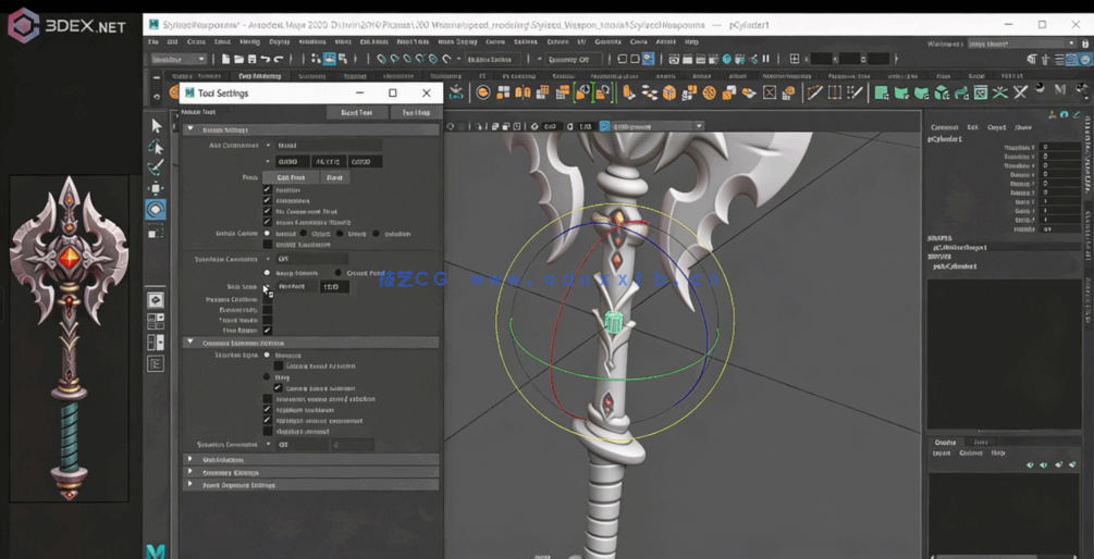 Maya与Zbursh游戏武器斧头完整制作流程视频教程(图1)