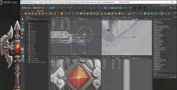 Maya与Zbursh游戏武器斧头完整制作流程视频教程(图6)