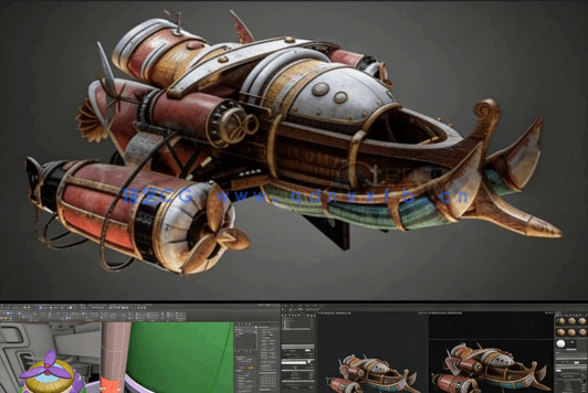 【中文字幕】3dsmax蒸汽朋克飞船完整制作流程视频教程(图2)