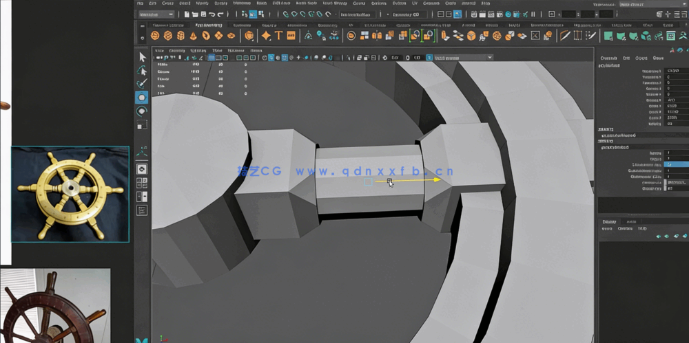 Maya Zbrush与Substance Painter船舵船轮实例制作视频教程(图2)