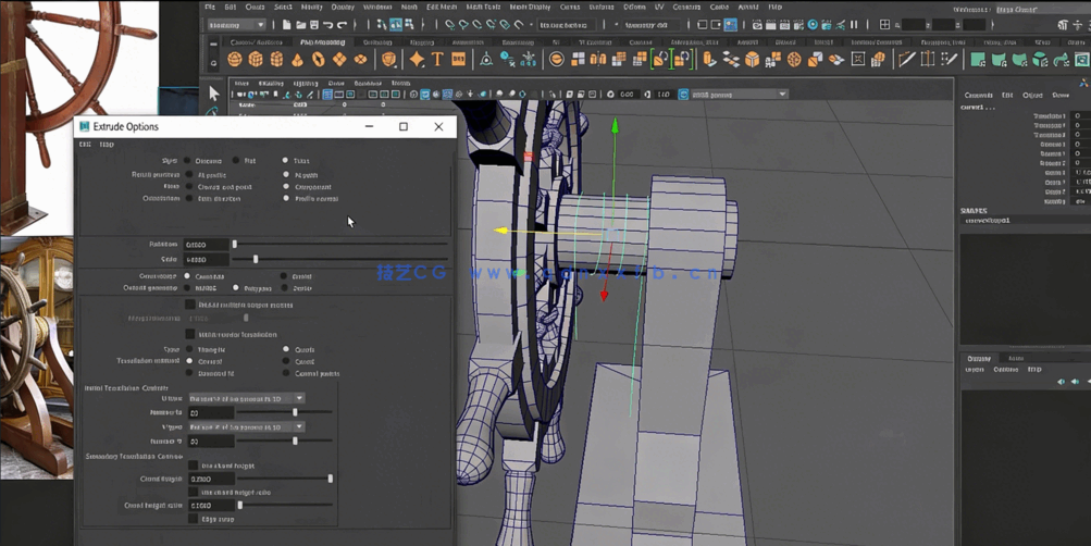 Maya Zbrush与Substance Painter船舵船轮实例制作视频教程(图3)