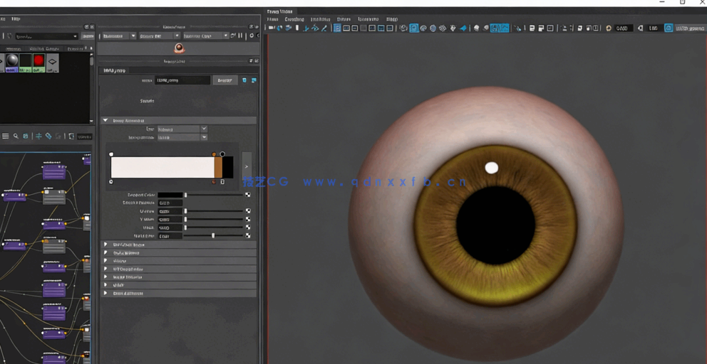 Maya眼睛虹膜瞳孔程序节点实例制作视频教程(图1)