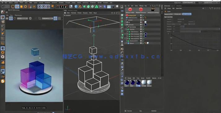  C4D与Redshift玻璃几何体循环动画制作视频教程(图2)