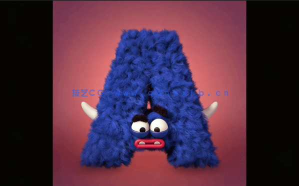 C4D毛茸字母小怪物实例制作训练视频教程(图3)