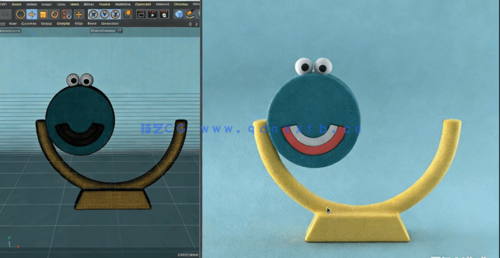C4D创建可爱模型循环动画处理视频教程(图5)