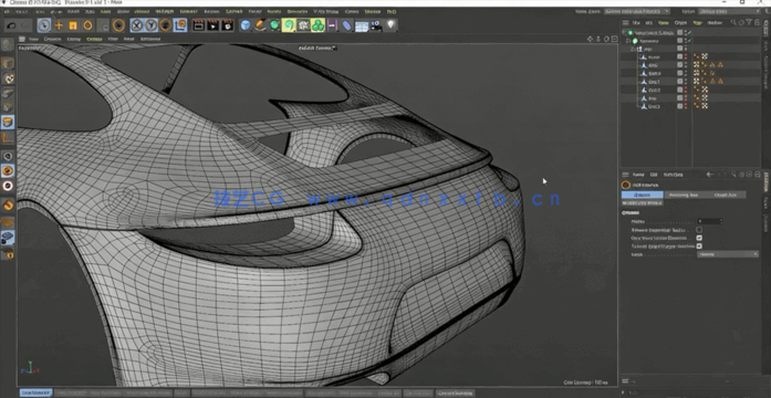 C4D布加迪汽车建模和渲染完整制作工作流程视频教程(图5)