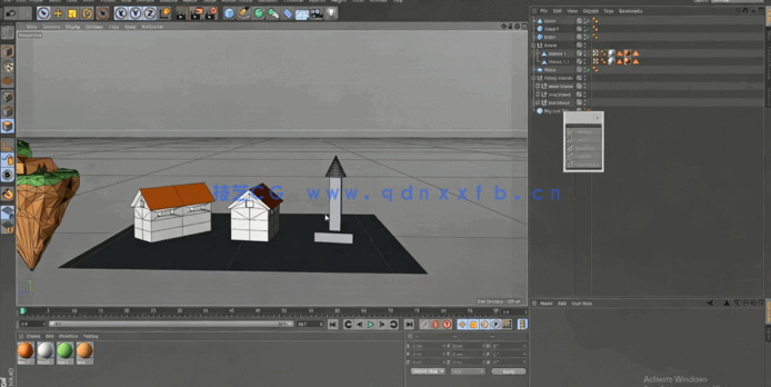 C4D低多边形漂浮小岛实例制作视频教程(图5) C4D低多边形漂浮小岛实例制作视频教程(图5)