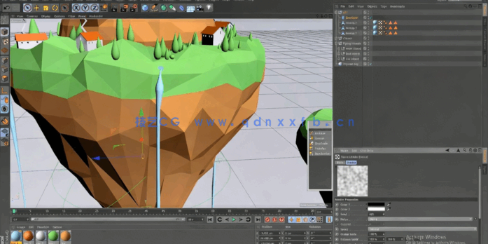 C4D低多边形漂浮小岛实例制作视频教程(图6) C4D低多边形漂浮小岛实例制作视频教程(图6)