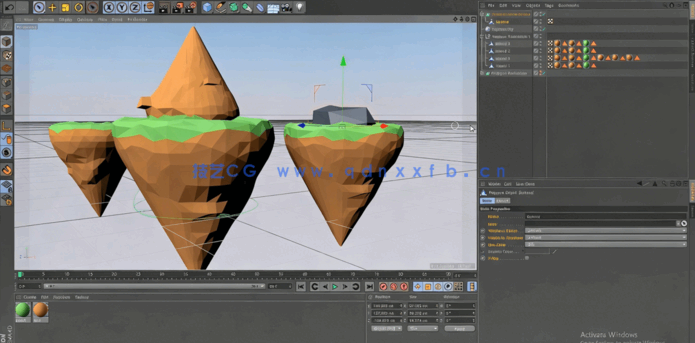 C4D低多边形漂浮小岛实例制作视频教程(图3) C4D低多边形漂浮小岛实例制作视频教程(图3)