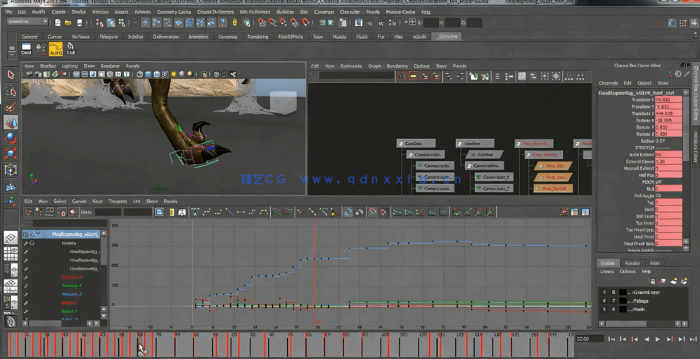 Maya游戏影视中恐龙生物绑定动画视频教程(图4) Maya游戏影视中恐龙生物绑定动画视频教程(图4)