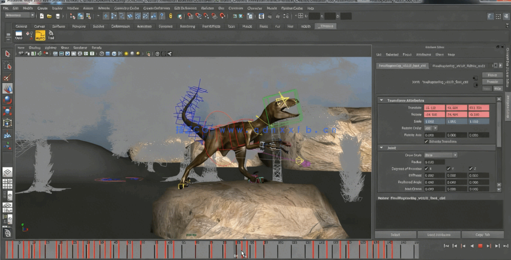 Maya游戏影视中恐龙生物绑定动画视频教程(图6) Maya游戏影视中恐龙生物绑定动画视频教程(图6)