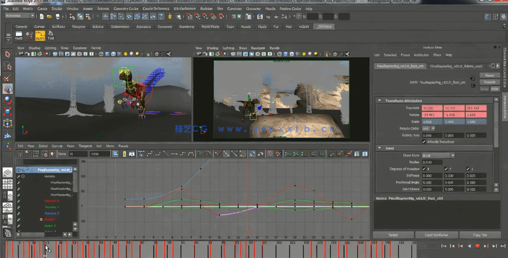 Maya游戏影视中恐龙生物绑定动画视频教程(图8) Maya游戏影视中恐龙生物绑定动画视频教程(图8)