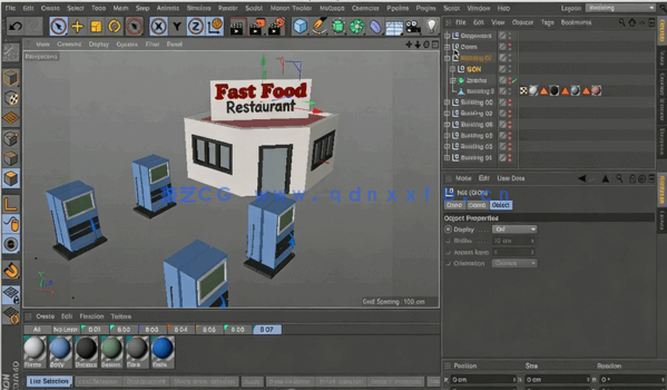 C4D建筑低聚建模与纹理制作视频教程(图4)