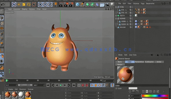 C4D卡通怪兽完整制作流程视频教程 (图3) C4D卡通怪兽完整制作流程视频教程 (图3)