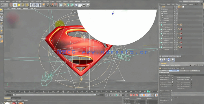 C4D超人标志质感渲染视频教程 (图5)
