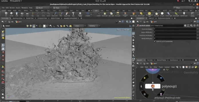 Houdini飞机撞击水面视觉特效制作流程视频教程(图6)