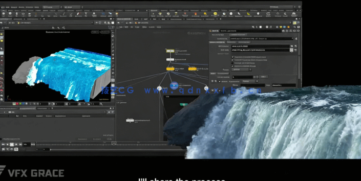 Houdini瀑布物理视效制作工作流程视频教程(图2)