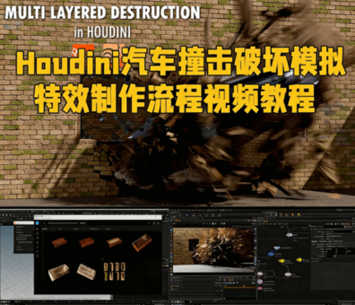 Houdini汽车撞击破坏模拟特效制作流程视频教程(图1)