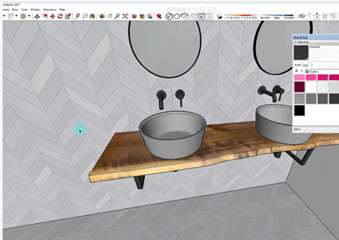 SketchUp洗手间浴室室内设计实例训练视频教程(图5)