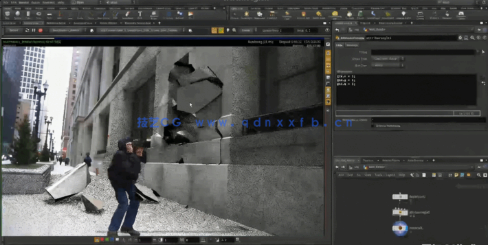 Houdini墙壁粉碎落石逼真特效制作视频教程(图4)