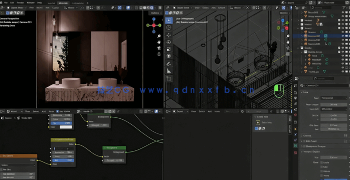 Blender逼真室内卫生间浴室设计与建筑可视化视频教程(图3)