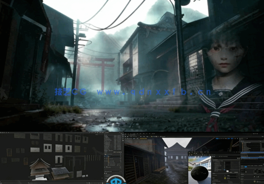 Blender与UE5《寂静岭F》日式恐怖游戏场景制作工作(图5)