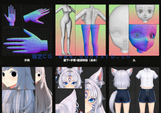 3D虚拟主播女孩角色从建模到动画完整制作工作流程视频教程 (图4)