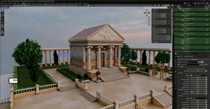 Blender希腊神庙与花园场景制作全流程视频教程(图5)