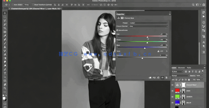 PS彩色图像转换黑白过程视频教程(图3)