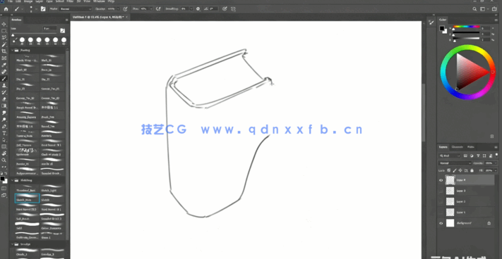 PS制作2D硬表面概念容器草图设计工作流程视频教程(图1)