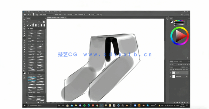PS制作2D硬表面概念容器草图设计工作流程视频教程(图5)