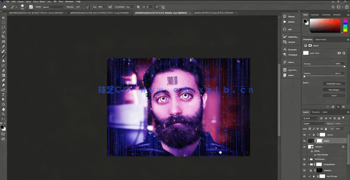 PS创建科幻拼图效果图像修饰视频教程(图4)