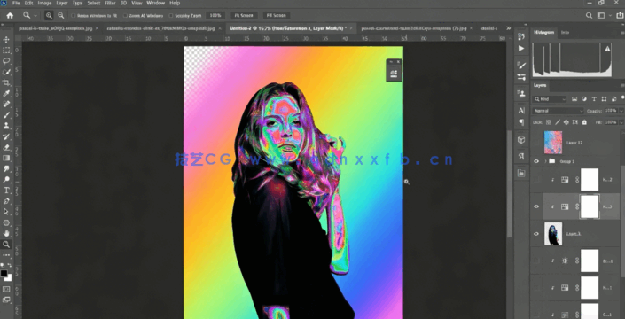 PS中复古未来派风格效果肖像处理视频教程(图2)