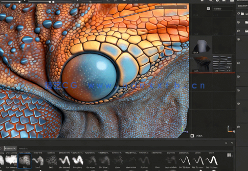【中文字幕】Substance Painter蜥蜴纹理贴图完整制作工作流视频教程(图6)