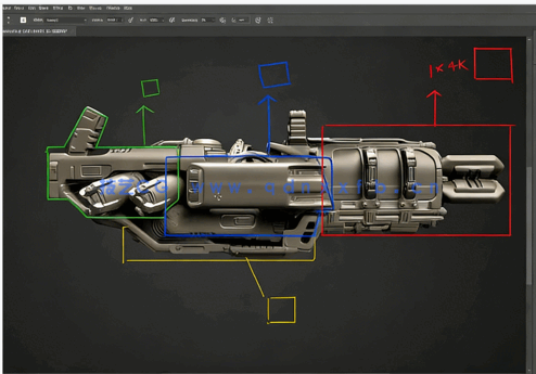 科幻游戏武器3D概念制作流程视频教程第二季 - 纹理设计(图3)