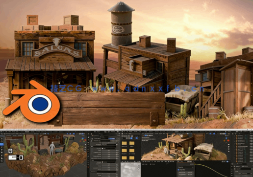 Blenderr美国西部小镇环境场景制作全流程视频教程(图6)
