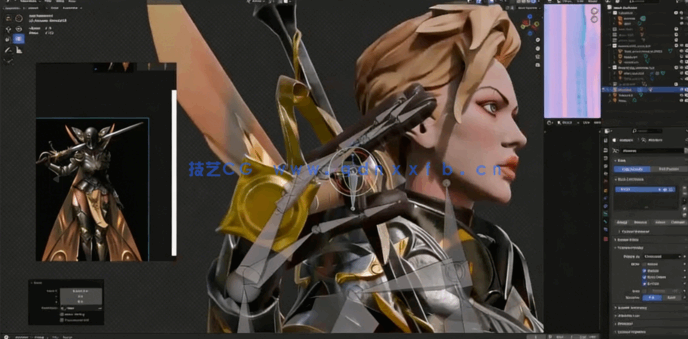 Blender女剑士游戏角色制作完整全流程视频教程(图6)