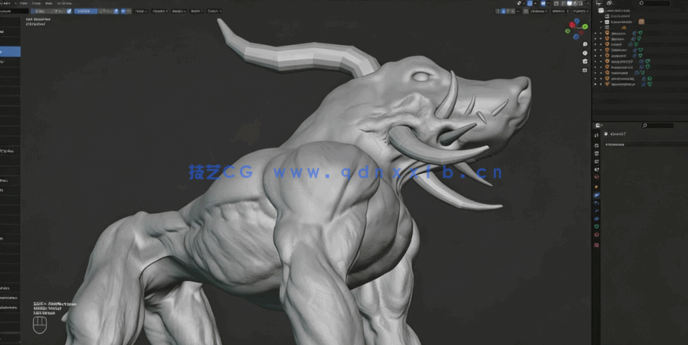 Blender神话生物数字雕刻全流程视频教程(图5)