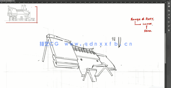 PS初学者建筑素描线稿绘制工作流程视频教程(图6)