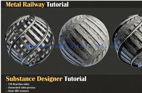Substance 3D Designer金属铁路铺轨材质实例制作视频教程(图1)