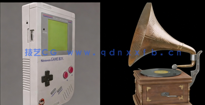 Blender留声机掌机落地钟吉他实例制作视频教程(图2)