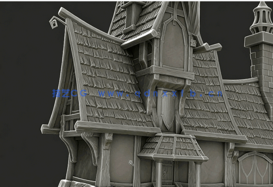 Substance雕刻立体木质小屋模型训练视频教程(图1)