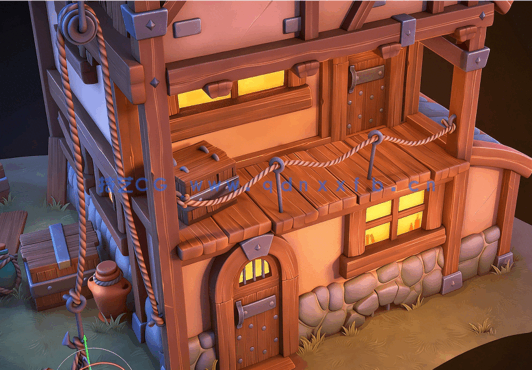 Substance雕刻立体木质小屋模型训练视频教程(图6)