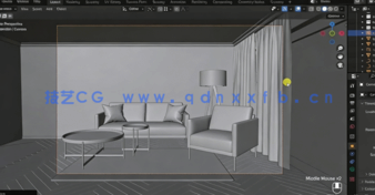 lender起居室卧室场景室内可视化制作视频教程(图4)