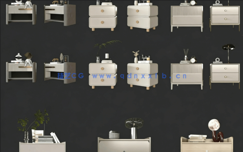 35套单体床头柜模型vol01-现代简约风(图2)